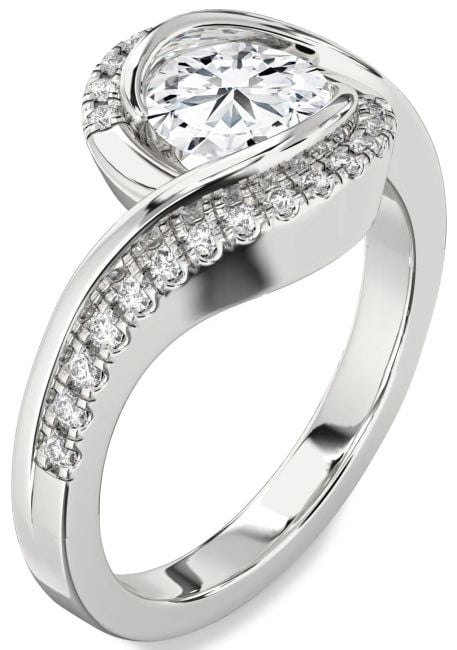 Lab Diamond Silver Round Solitaire Engagement Ring
