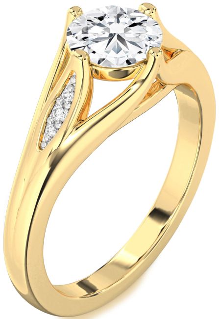 Lab Diamond Gold Silver Round Solitaire Engagement Ring
