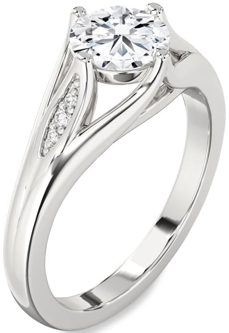 Lab Diamond Silver Round Solitaire Engagement Ring