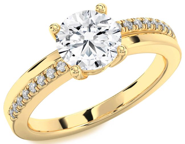 Diamond Gold Round Solitaire Engagement Ring