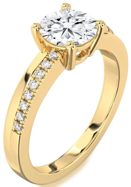 Lab Diamond Gold Silver Round Solitaire Engagement Ring