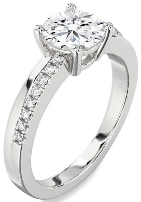 Lab Diamond Silver Round Solitaire Engagement Ring