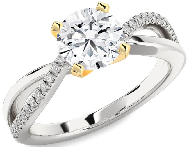 Diamond White Yellow Gold Round Solitaire Engagement Ring