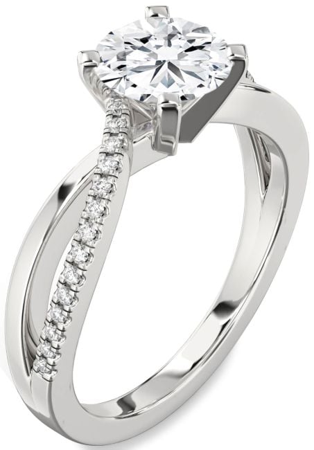 Lab Diamond Silver Round Solitaire Engagement Ring