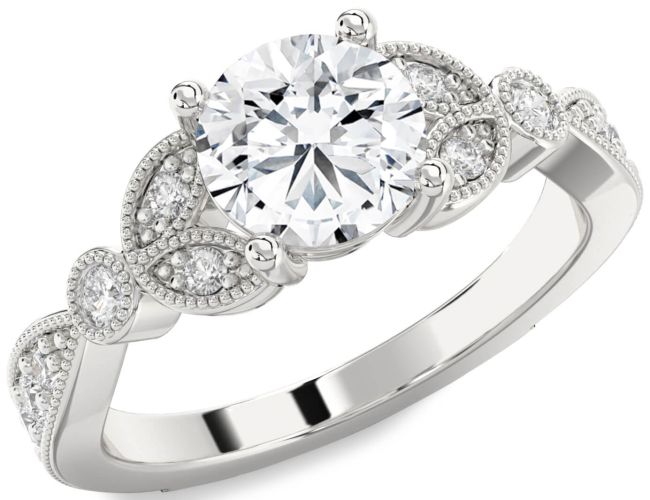 Diamond Platinum Round Vintage Engagement Ring