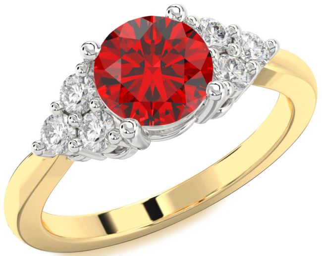 Diamond Ruby Gold Silver Round Engagement Ring