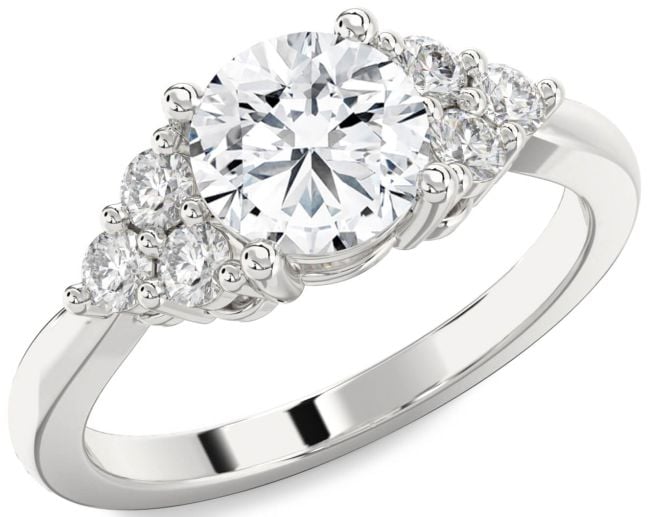 Diamond Silver Round Engagement Ring
