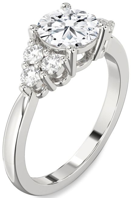 Lab Diamond Silver Round Engagement Ring
