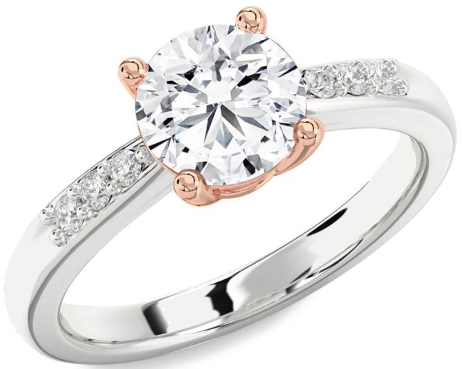 Diamond Platinum & Rose Gold Round Solitaire Engagement Ring