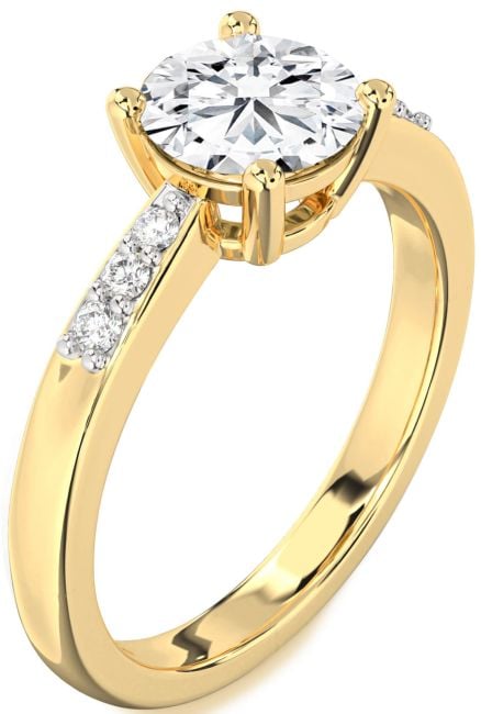 Lab Diamond Gold Round Solitaire Engagement Ring