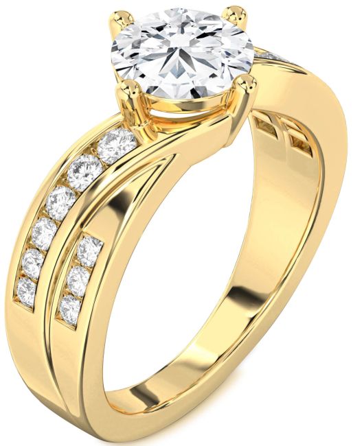 Lab Diamond Gold Silver Round Solitaire Engagement Ring