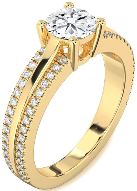 Lab Diamond Gold Round Solitaire Engagement Ring
