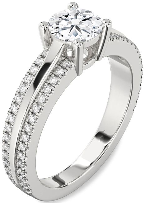 Lab Diamond Silver Round Solitaire Engagement Ring