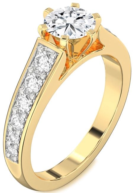 Lab Diamond Gold Silver Round Solitaire Engagement Ring