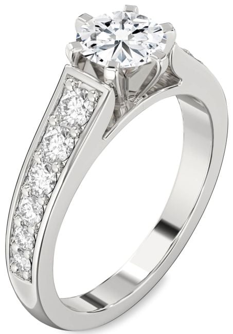 Lab Diamond Silver Round Solitaire Engagement Ring