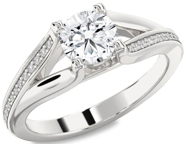 Diamond White Gold Round Solitaire Engagement Ring