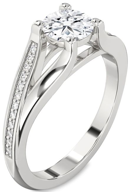 Lab Diamond Silver Round Solitaire Engagement Ring
