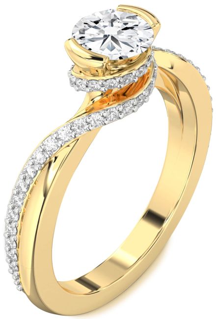 Lab Diamond Gold Round Solitaire Engagement Ring