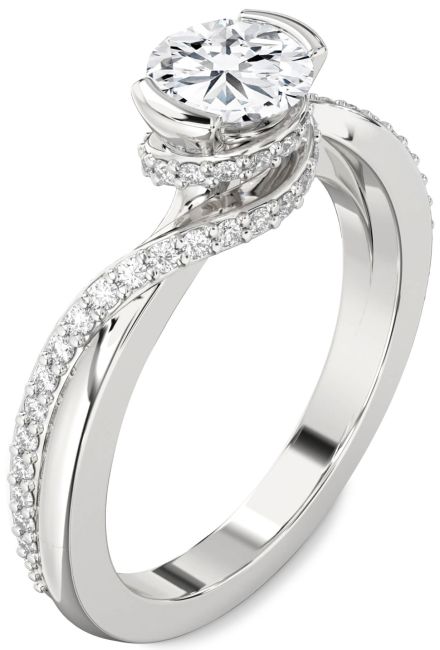 Lab Diamond Silver Round Solitaire Engagement Ring