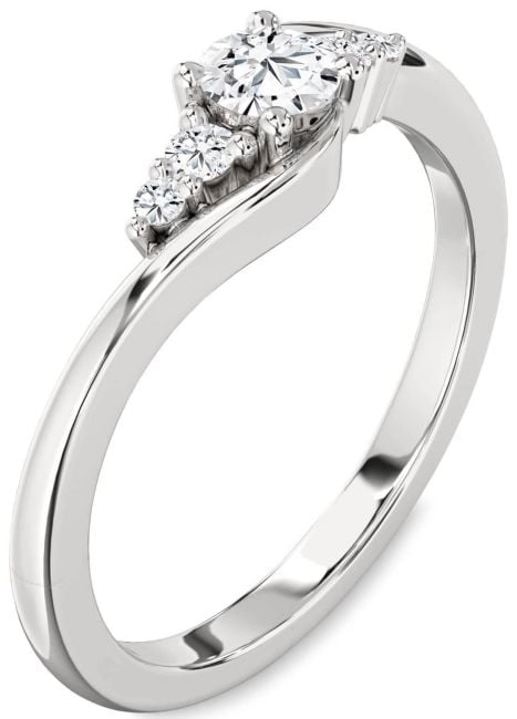Lab Diamond Silver Round Promise Ring
