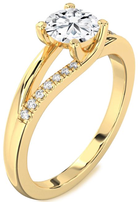 Lab Diamond Gold Silver Round Solitaire Engagement Ring
