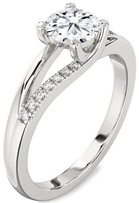 Lab Diamond Silver Round Solitaire Engagement Ring