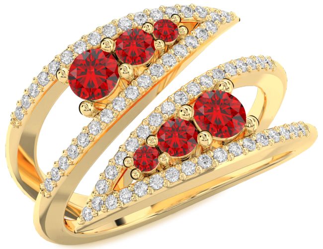 Diamond Ruby Gold Round Promise Ring