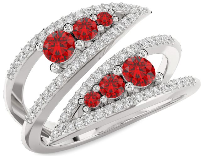 Diamond Ruby Platinum Round Promise Ring