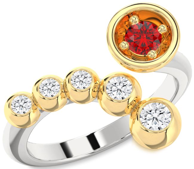 Diamond Ruby Gold Silver Round Promise Ring