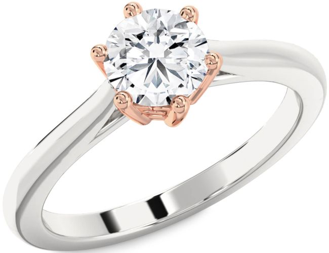 Diamond Platinum & Rose Gold Round Solitaire Engagement Ring