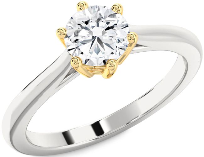Diamond Platinum & Yellow Gold Round Solitaire Engagement Ring