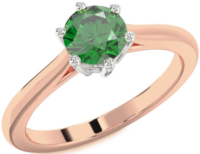 Emerald White Rose Gold Round Solitaire Engagement Ring
