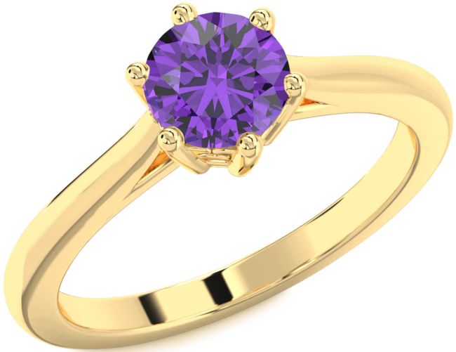 Amethyst Gold Round Solitaire Engagement Ring
