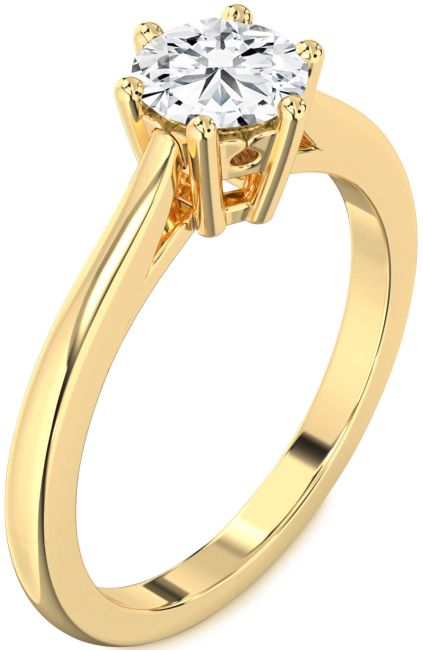 Lab Diamond Gold Round Solitaire Engagement Ring