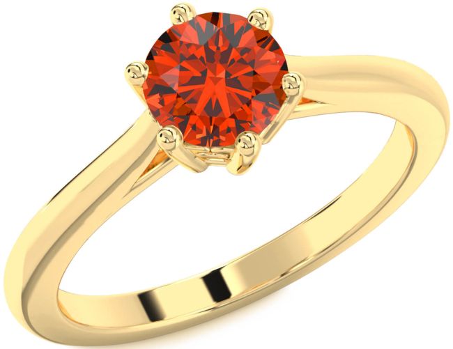Fire Opal Gold Round Solitaire Engagement Ring