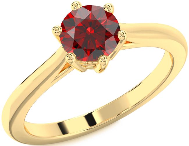 Garnet Gold Round Solitaire Engagement Ring