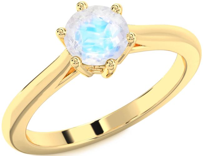 Moonstone Gold Round Solitaire Engagement Ring