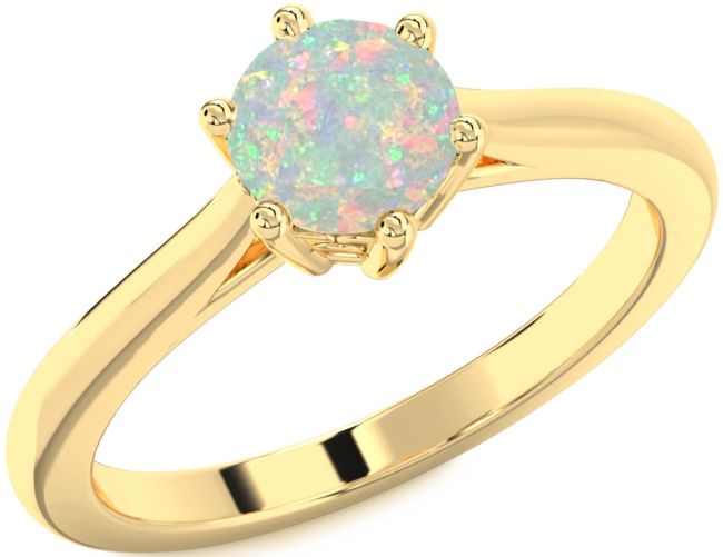 Opal Gold Round Solitaire Engagement Ring