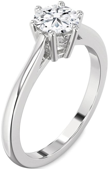Lab Diamond Silver Round Solitaire Engagement Ring