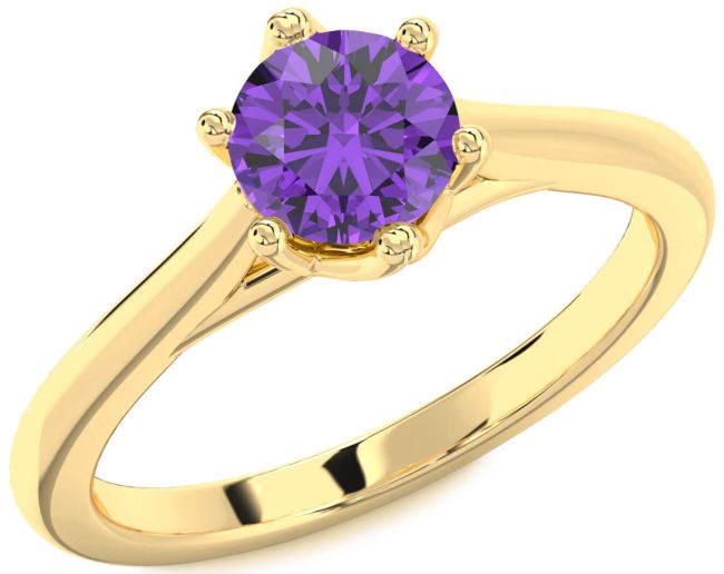 Amethyst Gold Round Solitaire Engagement Ring