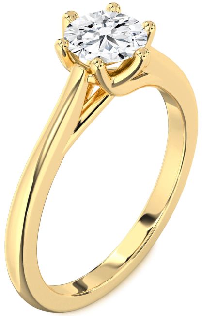 Lab Diamond Gold Round Solitaire Engagement Ring