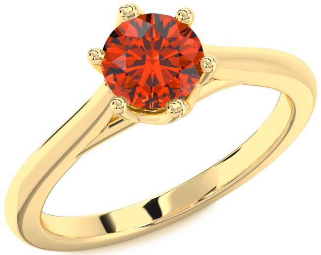Fire Opal Gold Silver Round Solitaire Engagement Ring