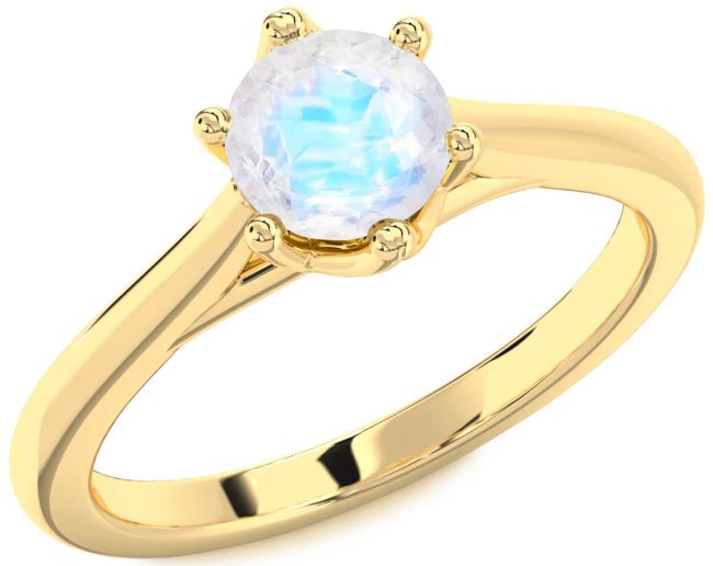 Moonstone Gold Silver Round Solitaire Engagement Ring