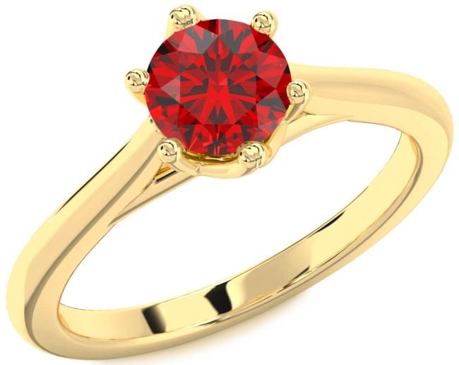 Ruby Gold Silver Round Solitaire Engagement Ring