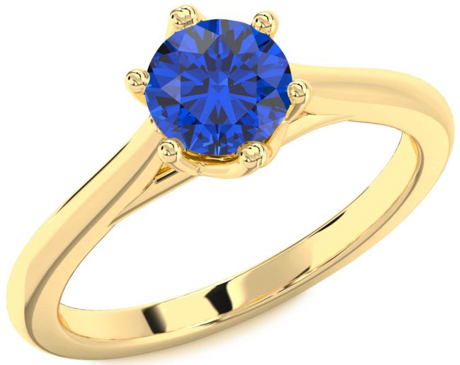 Blue Sapphire Gold Round Solitaire Engagement Ring