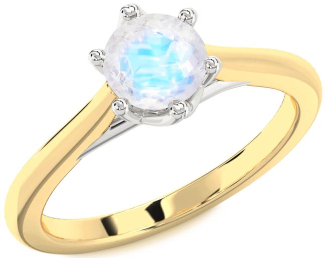 Moonstone Gold Silver Round Solitaire Engagement Ring
