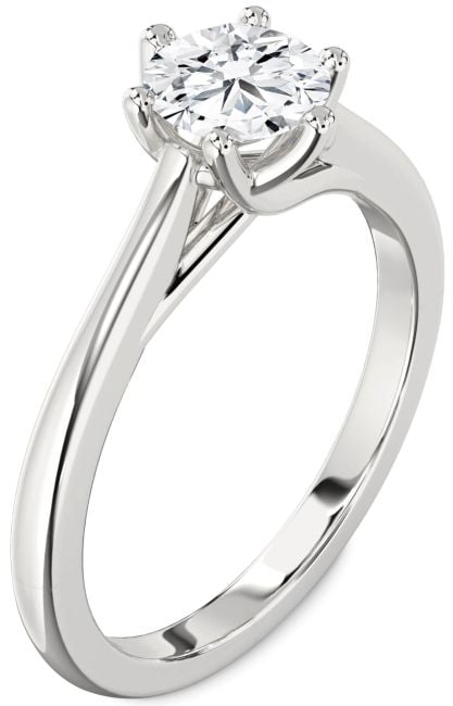 Lab Diamond Silver Round Solitaire Engagement Ring