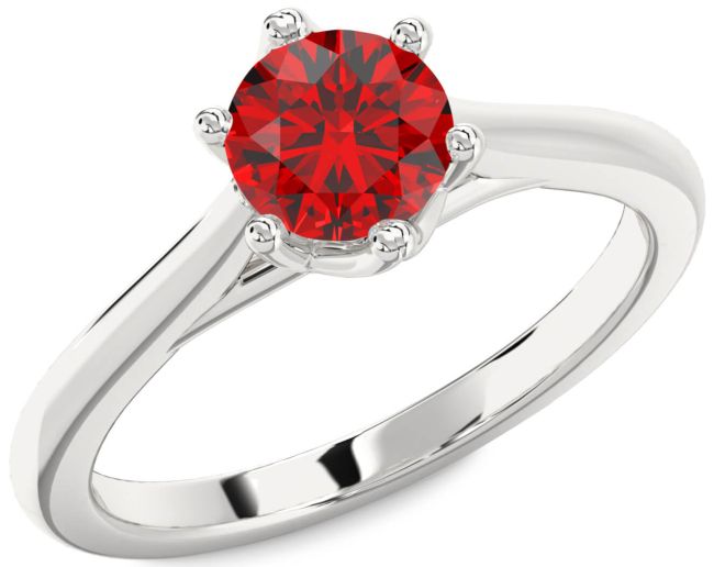 Ruby White Gold Round Solitaire Engagement Ring