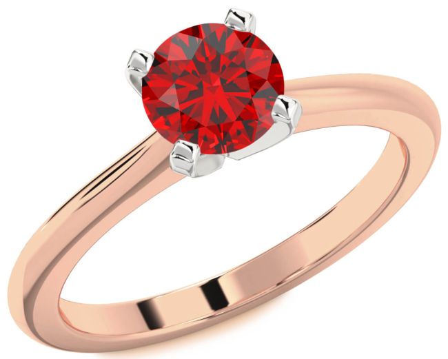 Ruby White Rose Gold Round Solitaire Engagement Ring