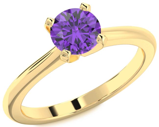 Amethyst Gold Round Solitaire Engagement Ring